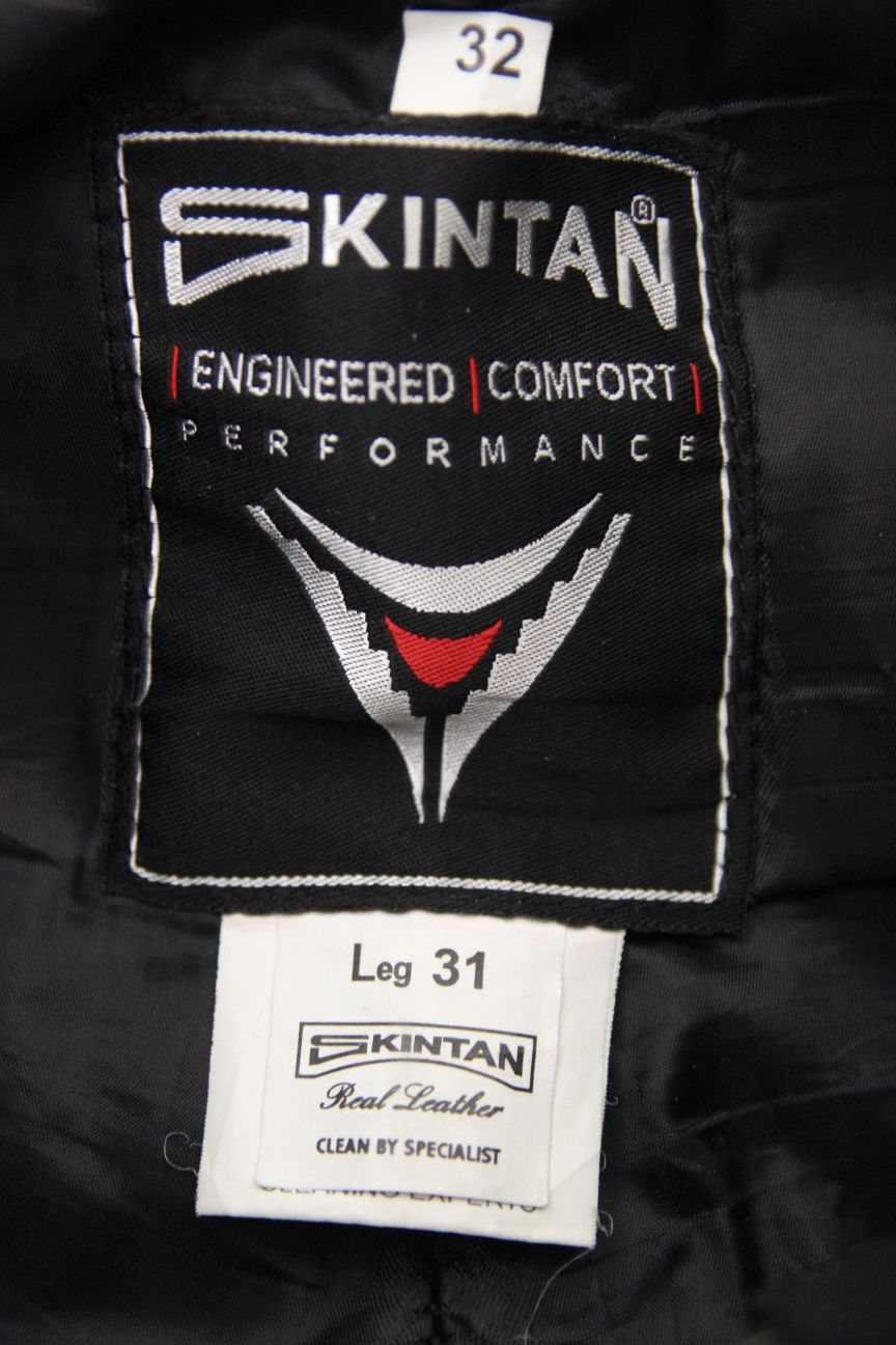 SKINTAN CLASSIC BLACK LEATHER BIKER TROUSERS WAIST 32 INCH/INSIDE LEG 31 INCH
