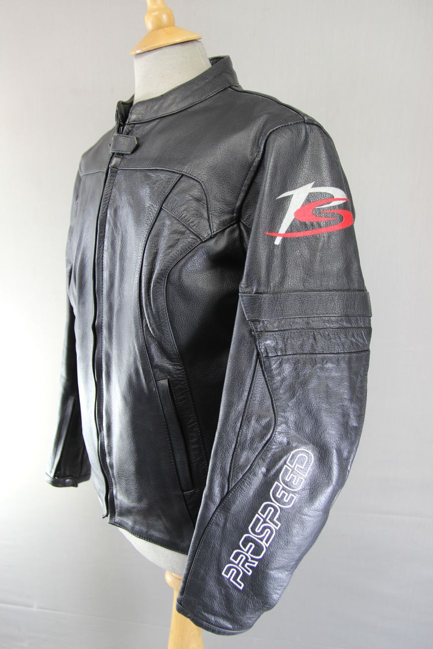PROSPEED BLACK LEATHER BIKER JACKET WITH THERMAL LINING 40 INCH/XL