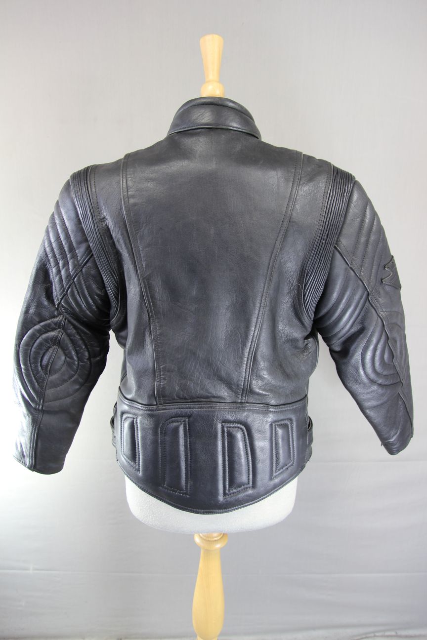 AKITO MERCURY PLUS CLASSIC BLACK LEATHER BIKER JACKET: SIZE 14