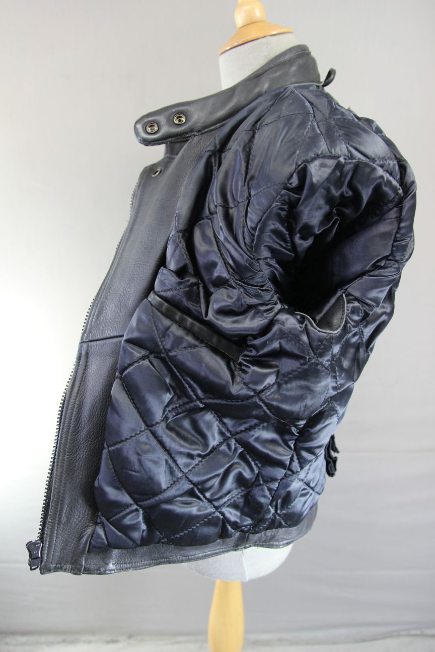 AKITO MERCURY PLUS CLASSIC BLACK LEATHER BIKER JACKET: SIZE 14