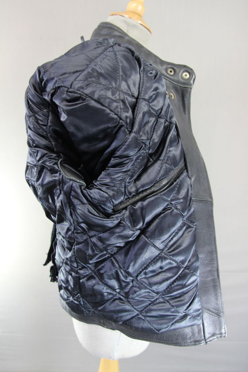 AKITO MERCURY PLUS CLASSIC BLACK LEATHER BIKER JACKET: SIZE 14