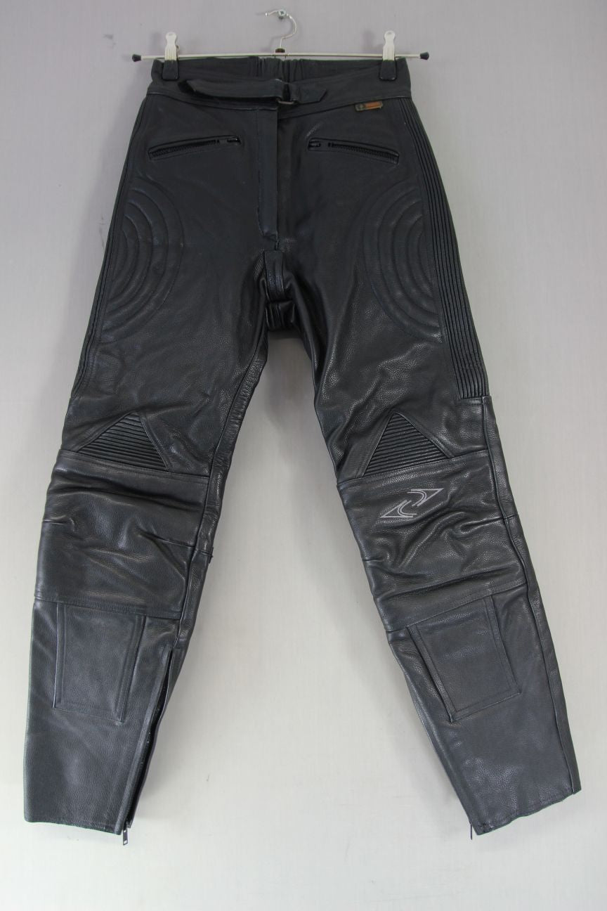 RS PERFORMANCE PROTECTION BLACK LEATHER BIKER TROUSERS SIZE 10 WAIST 28"/LEG 29"