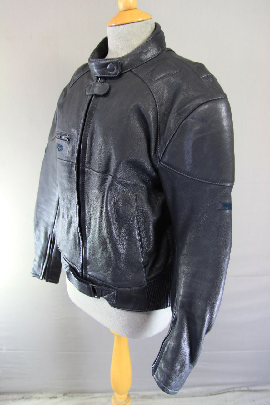 BIKO CLASSIC BLACK LEATHER BIKER JACKET: SIZE 14 36-38 INCH CHEST