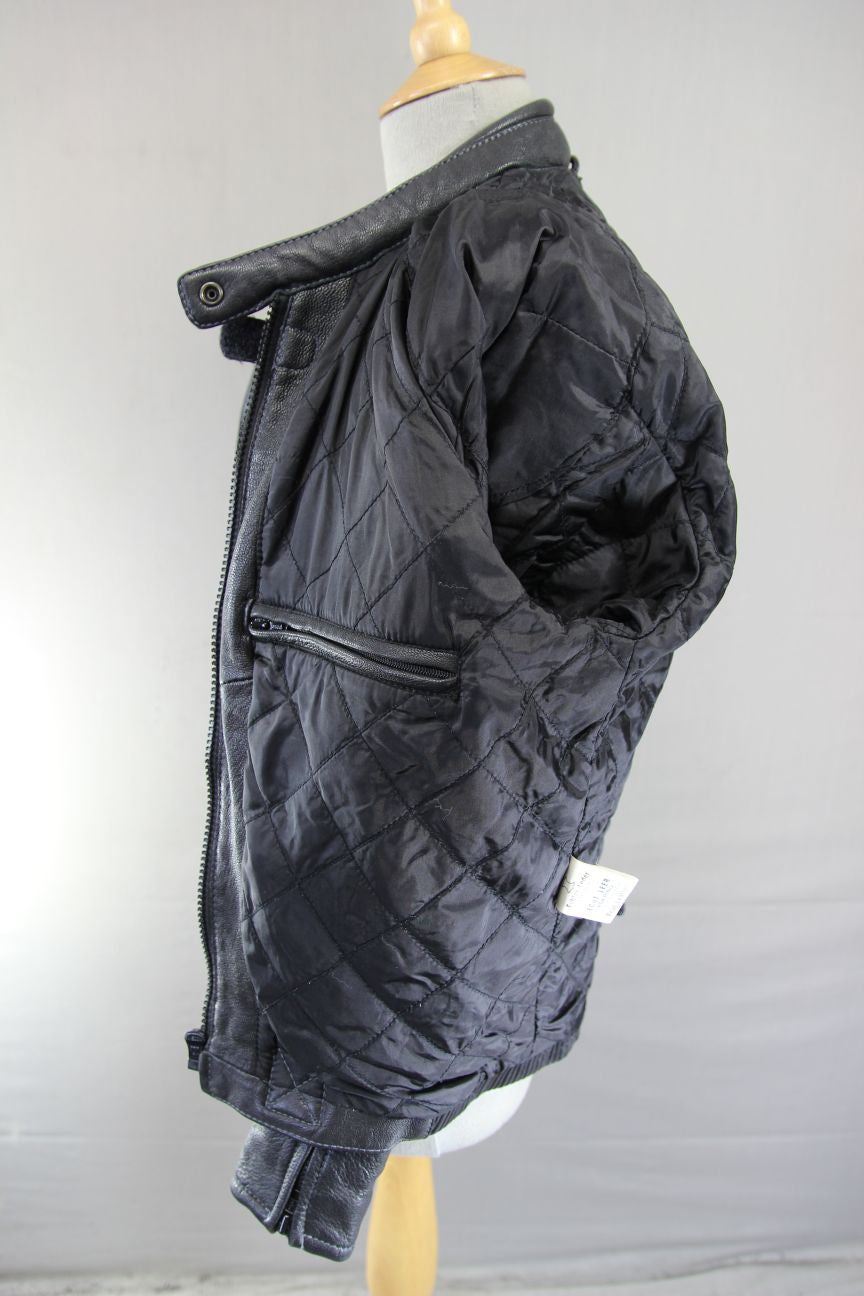 BIKO CLASSIC BLACK LEATHER BIKER JACKET: SIZE 14 36-38 INCH CHEST
