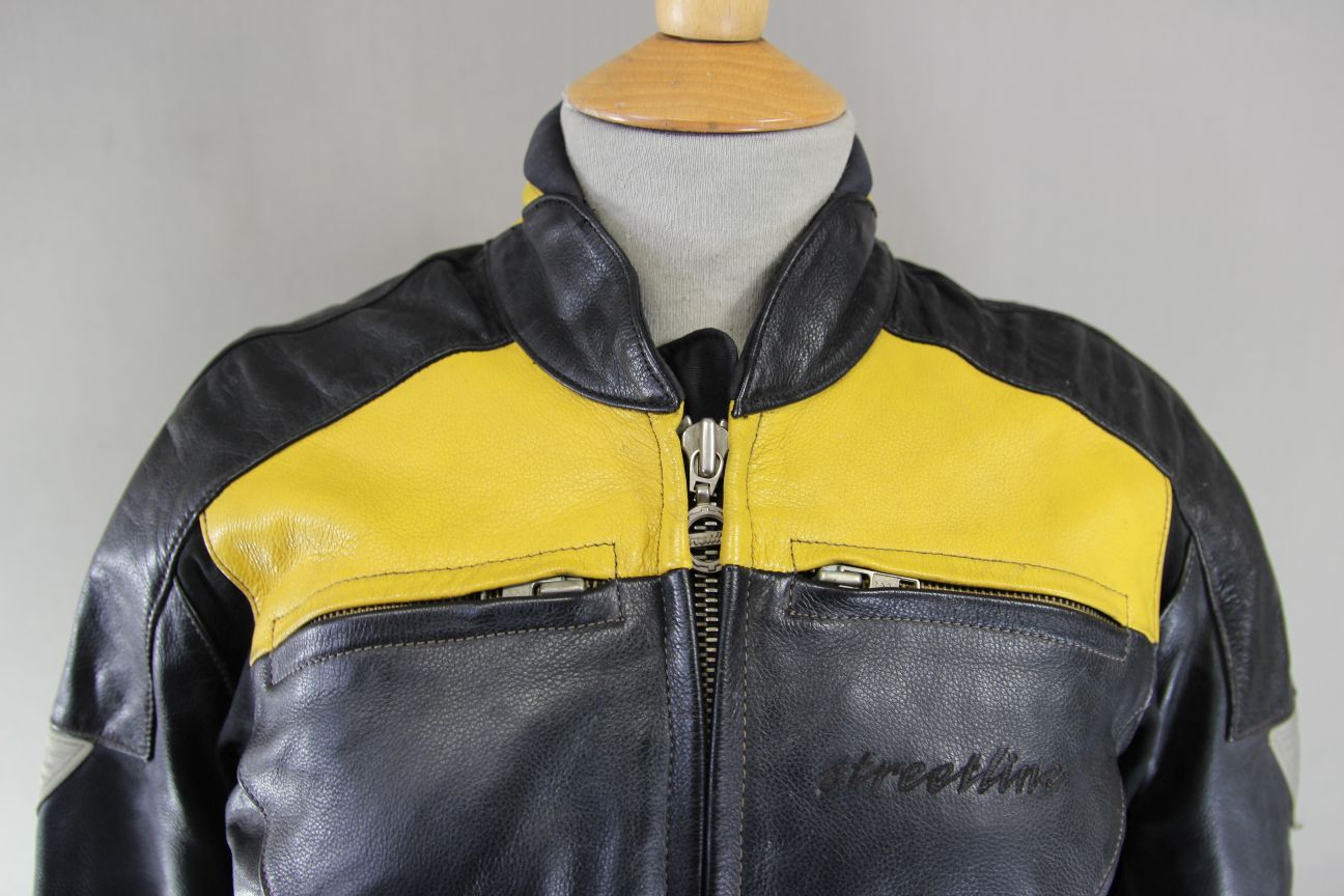 HEIN GERICKE STREETLINE LEATHER BIKER JACKET WITH REMOVABLE CE ARMOUR: SIZE 12