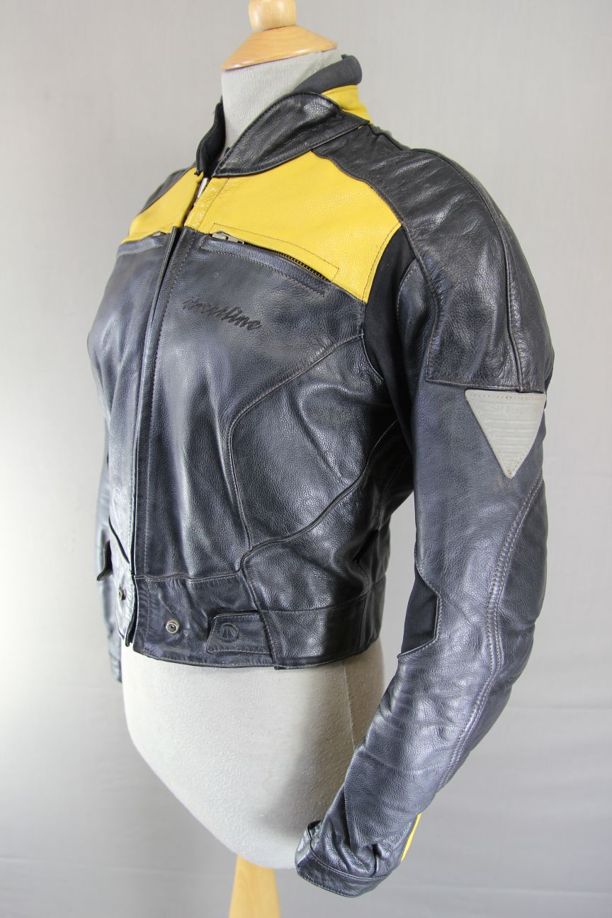 HEIN GERICKE STREETLINE LEATHER BIKER JACKET WITH REMOVABLE CE ARMOUR: SIZE 12
