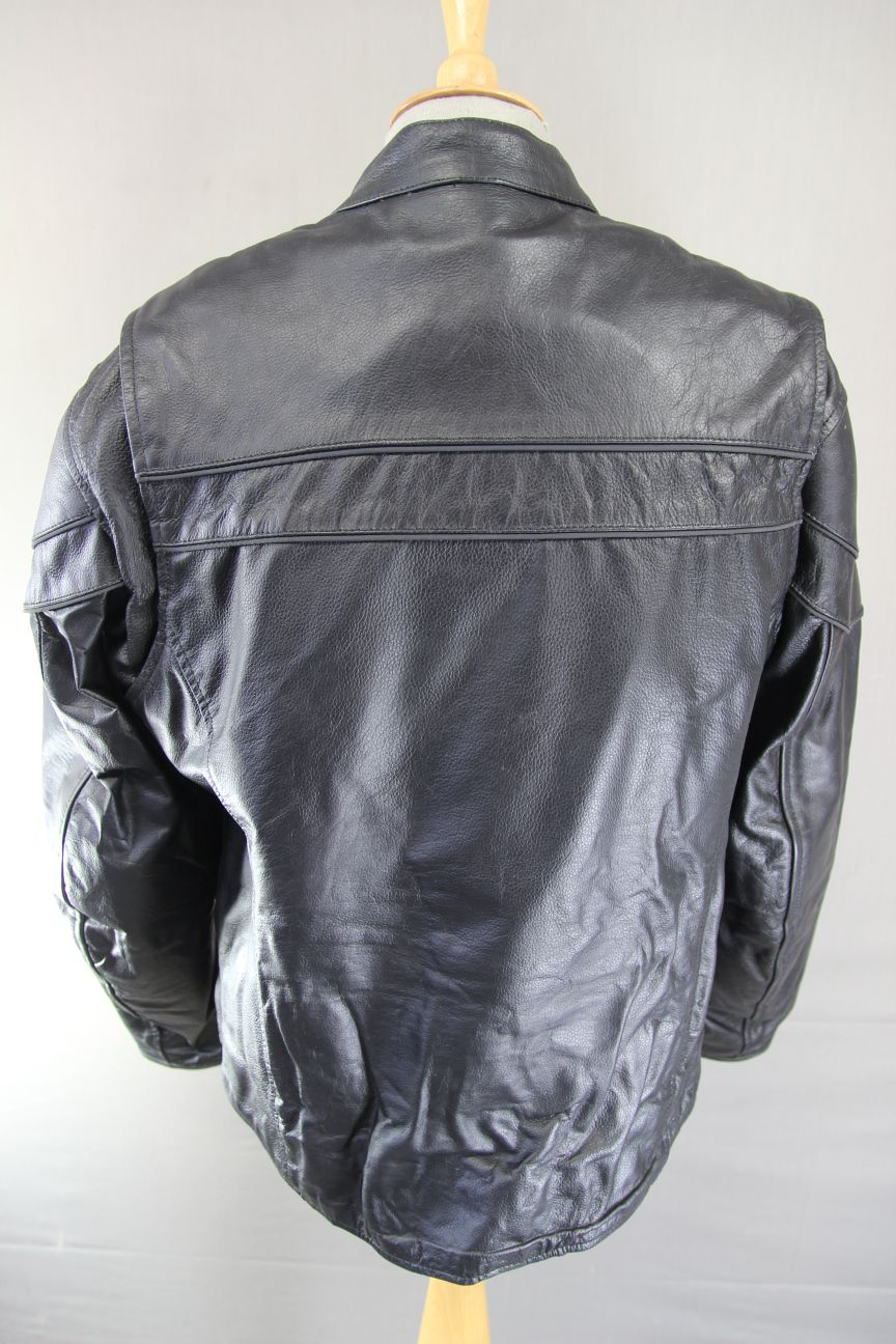 SUPERB BIKERS GEAR BLACK LEATHER JACKET WITH CE ARMOUR & THERMAL LINING: SIZE 20