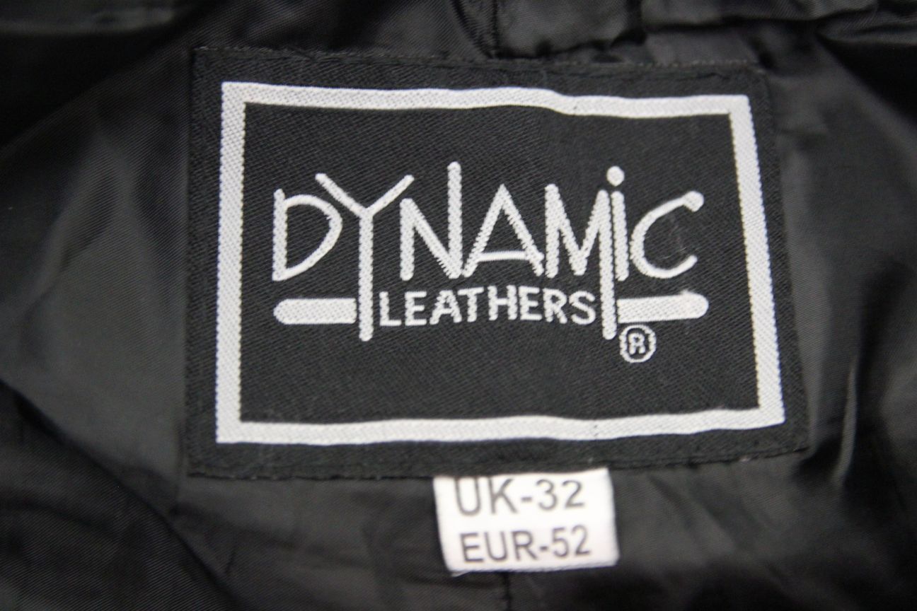 DYNAMIC LEATHERS BLACK BIKER TROUSERS + CE ARMOUR: WAIST 30-32IN/INSIDE LEG 31IN