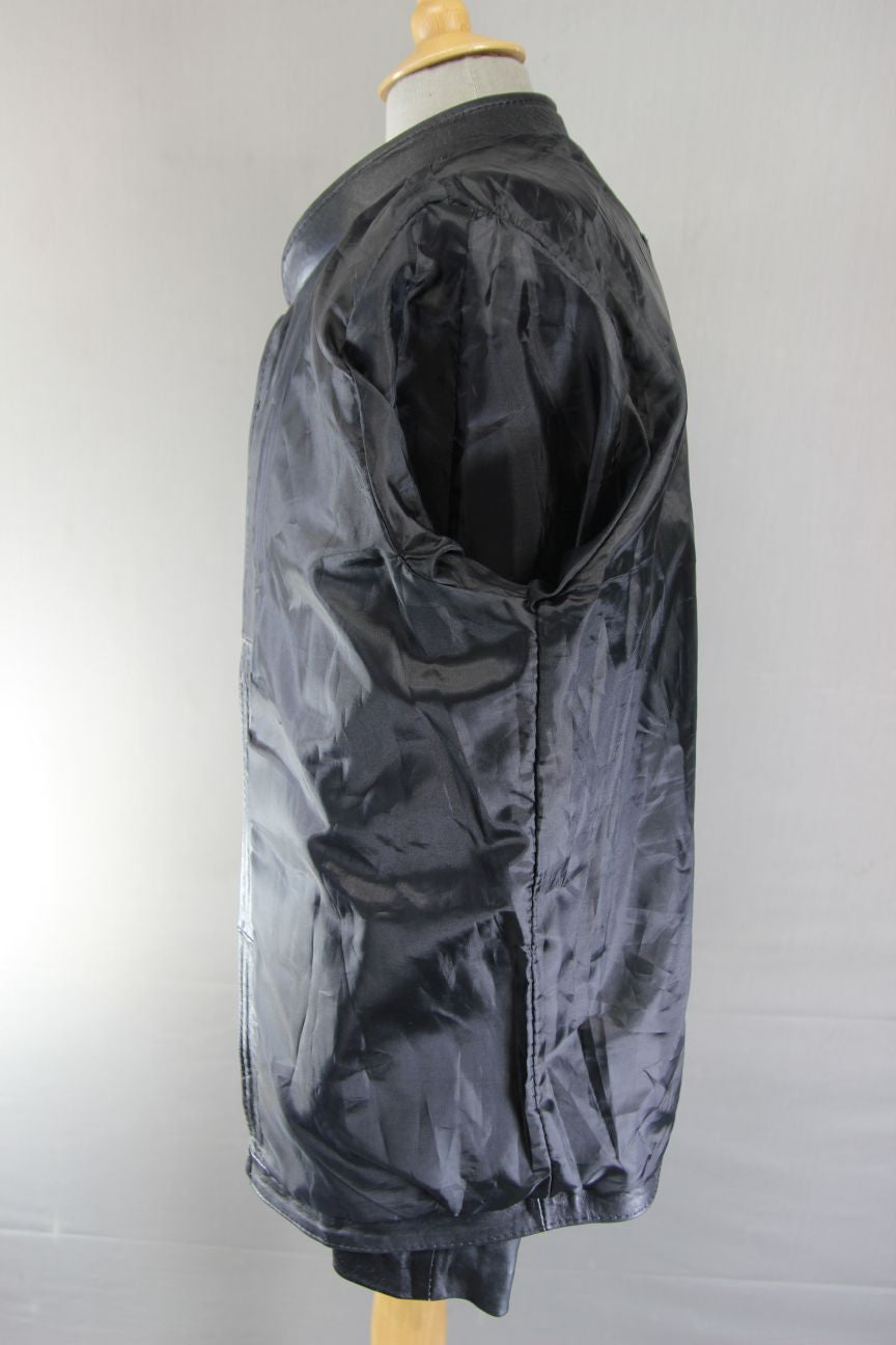 CLASSIC 'BATMAN' BLACK LEATHER BIKER STYLE JACKET 40 INCH