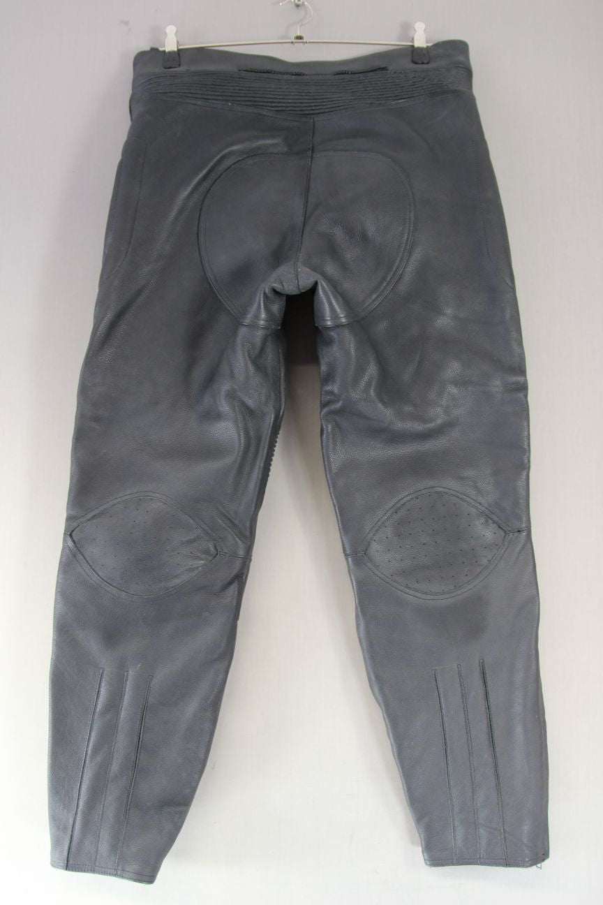 BUFFALO BLACK LEATHER BIKER TROUSERS: WAIST 36 INCH/INSIDE LEG 30 INCH