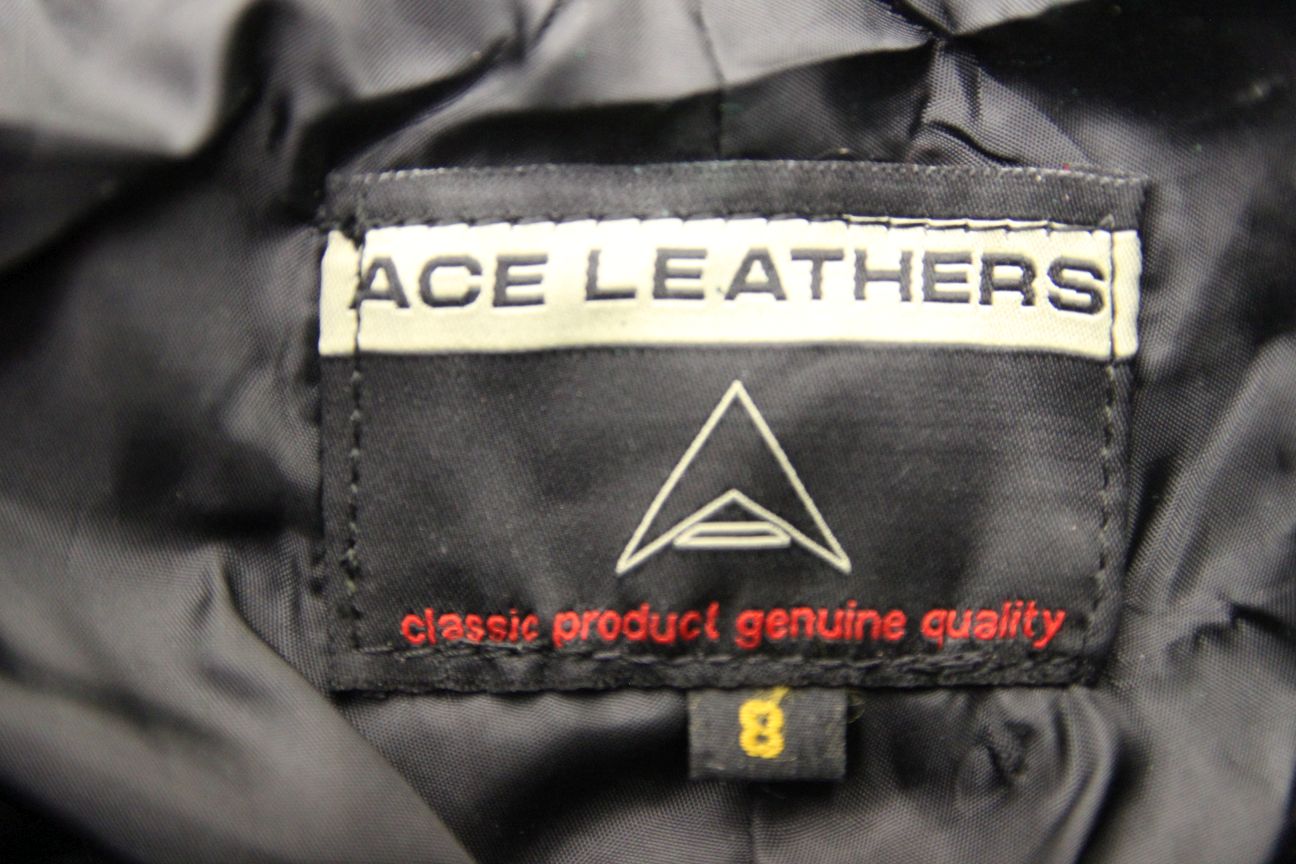 ACE LEATHERS BLACK BIKER JEANS WITH SIDE LACES SIZE 8 - WAIST 24"/INSIDE LEG 34"