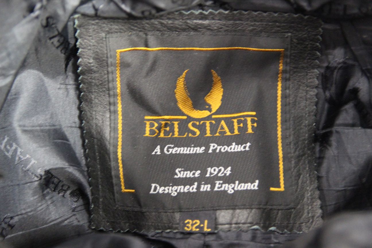 BELSTAFF BLACK LEATHER BIKER TROUSERS: WAIST 30 INCH/INSIDE LEG 31.5 INCH