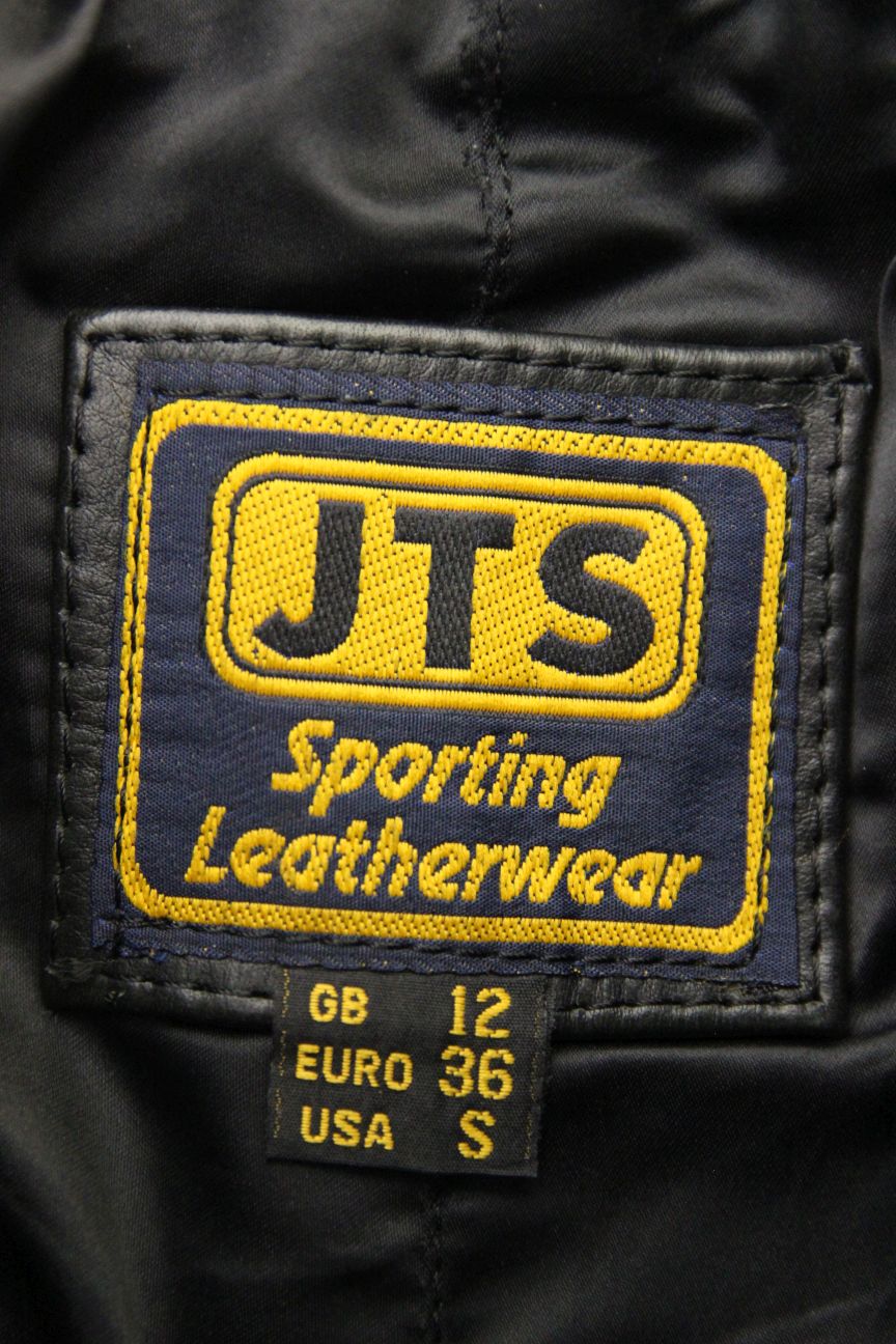 JTS BLACK LEATHER BIKER TROUSERS SIZE 12 WAIST 26-28 INCHES/INSIDE LEG 31 INCHES