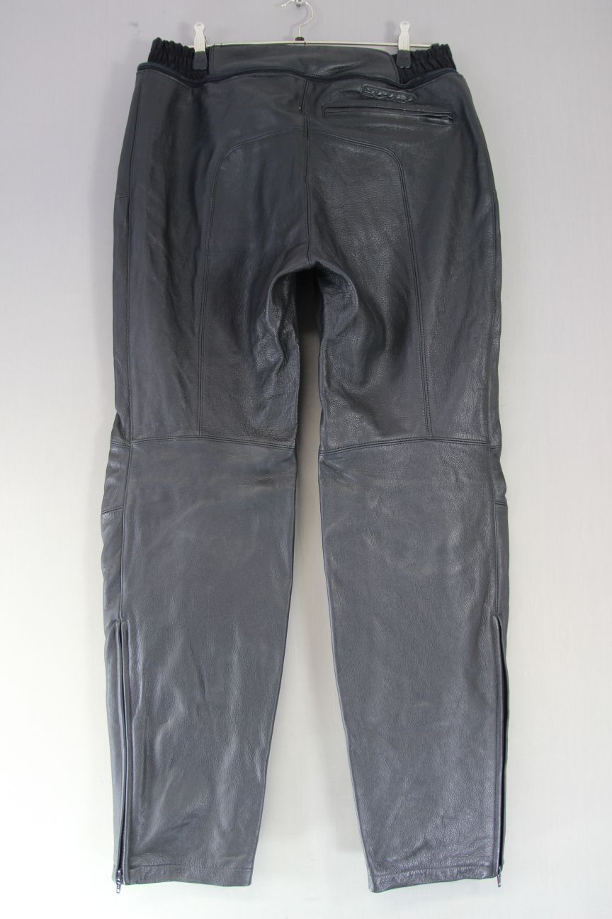 CLASSIC SPIDI BLACK LEATHER BIKER TROUSERS: WAIST 36 INCHES/INSIDE LEG 33 INCHES