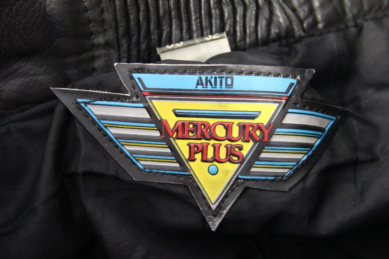AKITO MERCURY PLUS BLACK LEATHER BIKER TROUSERS: SIZE 14/WAIST 30 IN/LEG 28 IN