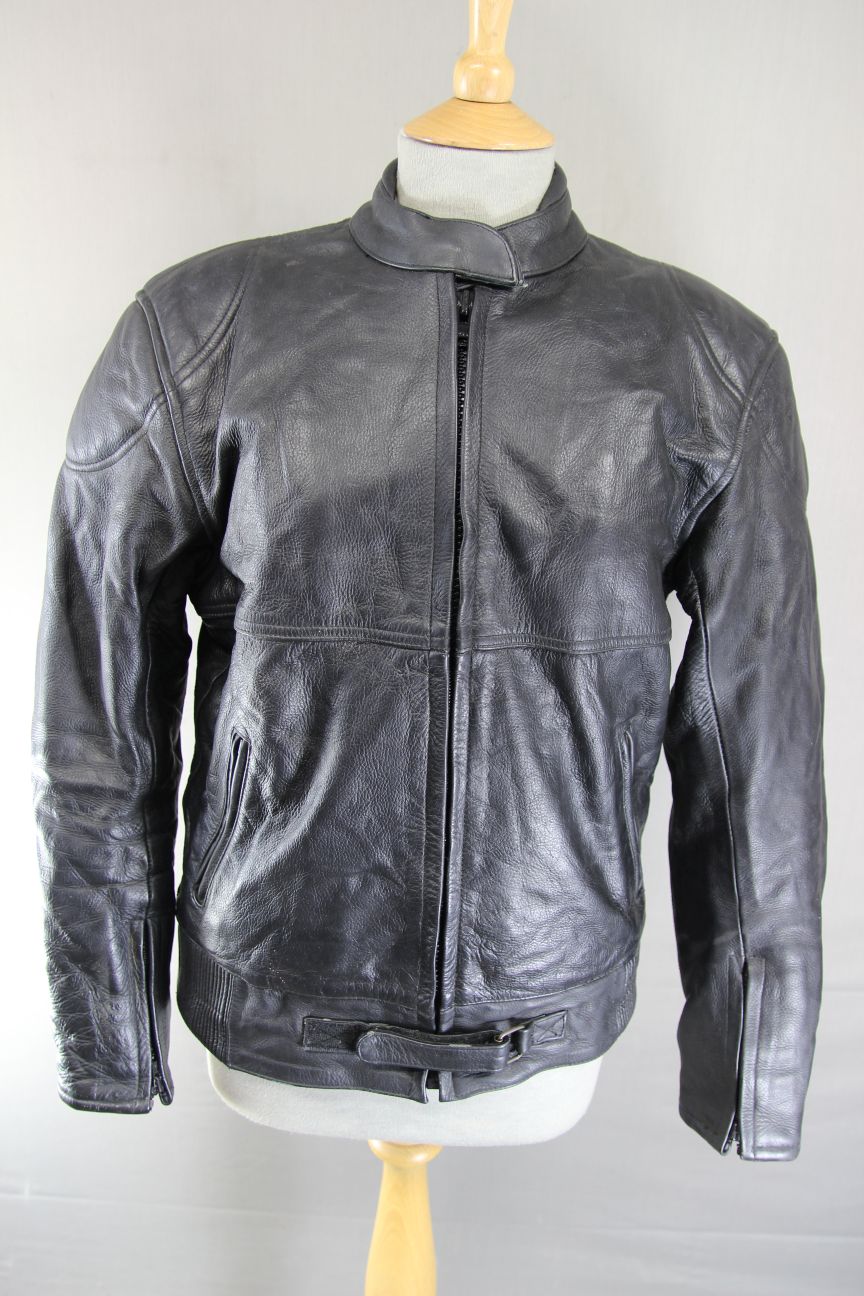 RAYVEN CLASSIC BLACK LEATHER BIKER JACKET: SIZE 10