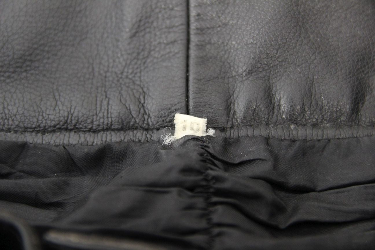 RIDER BLACK LEATHER BIKER TROUSERS SIZE 10: WAIST 30 INCHES/INSIDE LEG 28 INCHES