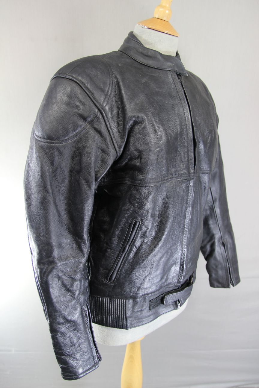 RAYVEN CLASSIC BLACK LEATHER BIKER JACKET: SIZE 10