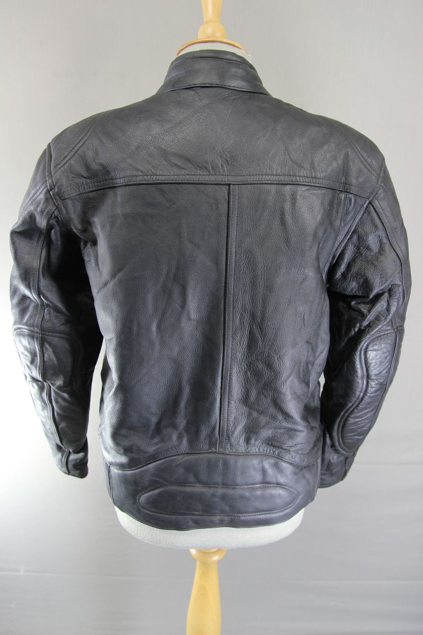 RAYVEN CLASSIC BLACK LEATHER BIKER JACKET: SIZE 10