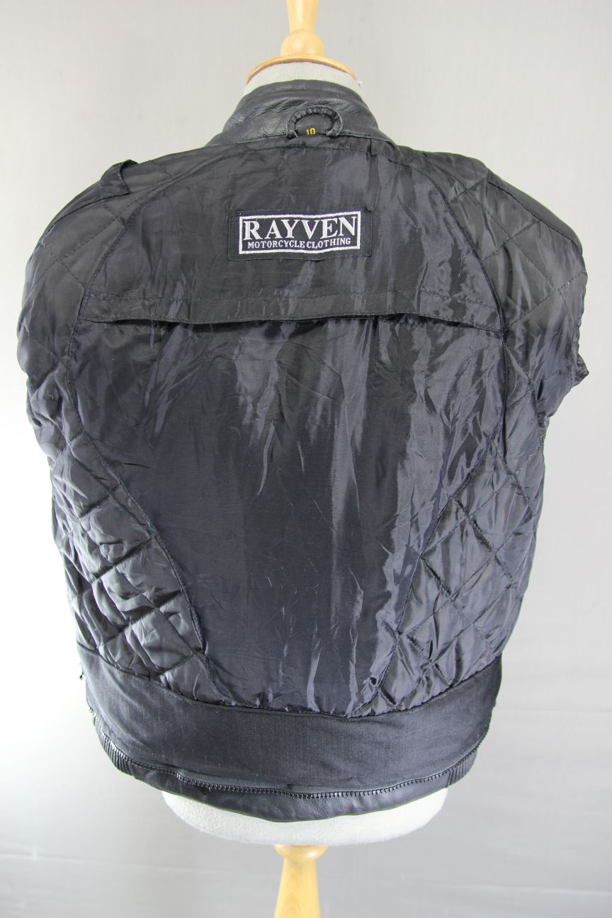 RAYVEN CLASSIC BLACK LEATHER BIKER JACKET: SIZE 10