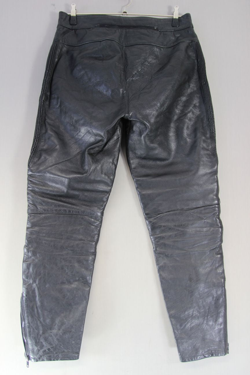 JUST BIKERS THINSULATE 3M THERMAL LINED BLACK LEATHER TROUSERS WAIST 36"/LEG 31"