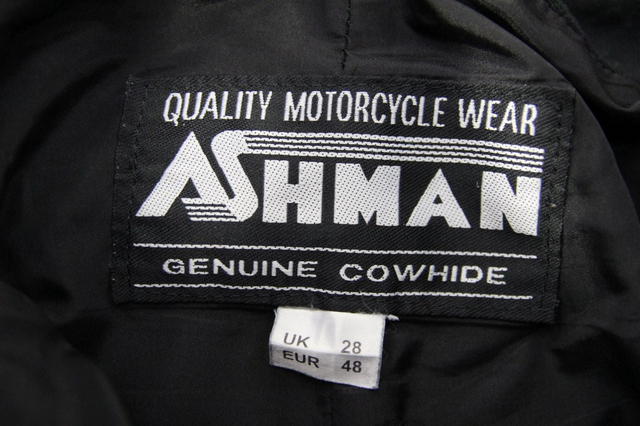 ASHMAN BLACK COWHIDE LEATHER BIKER TROUSERS WAIST 28-30 INCH/INSIDE LEG 29 INCH