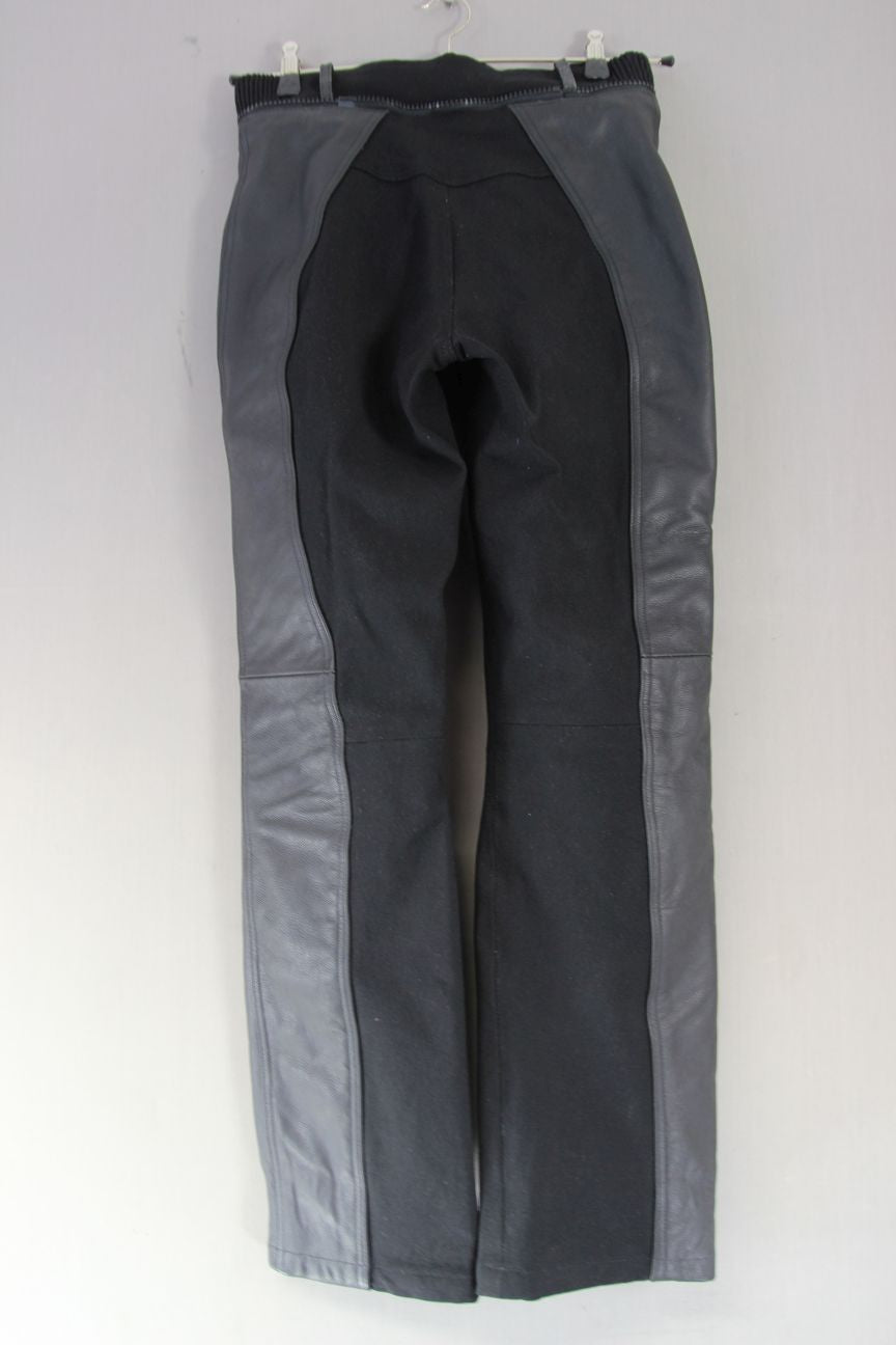 WEISE BLACK LEATHER & TEXTILE BIKER TROUSERS + ARMOUR SIZE 8: WAIST 28"/LEG 30"