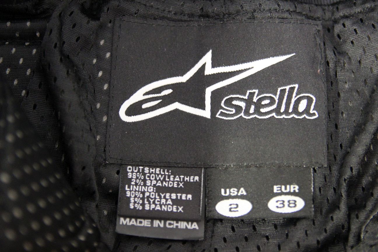 ALPINESTARS STELLA BLACK LEATHER BIKER TROUSERS WITH CE KNEE ARMOUR: SIZE 4-6