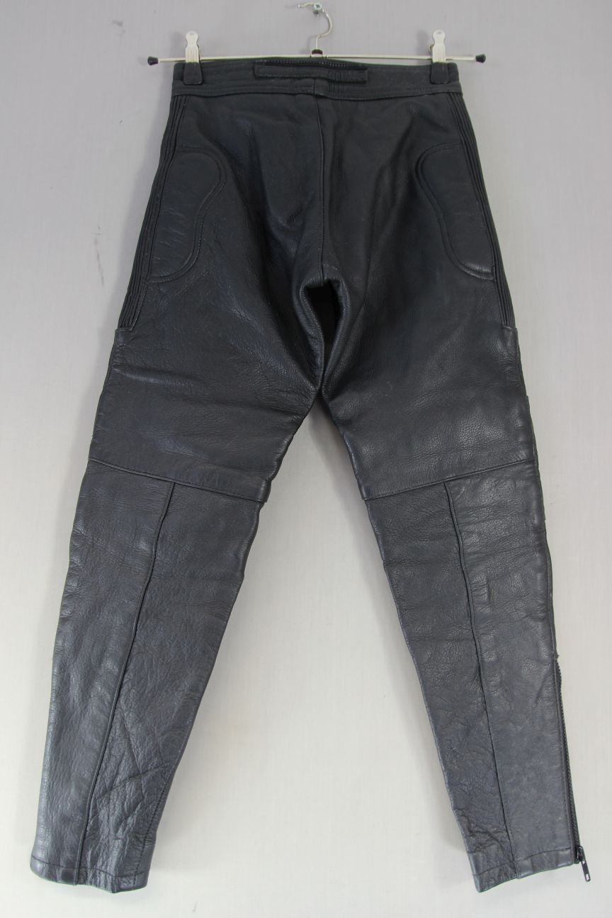SKINTAN BOYS BLACK LEATHER BIKER TROUSERS/AGE 14/WAIST 26 IN/INSIDE LEG 27 IN