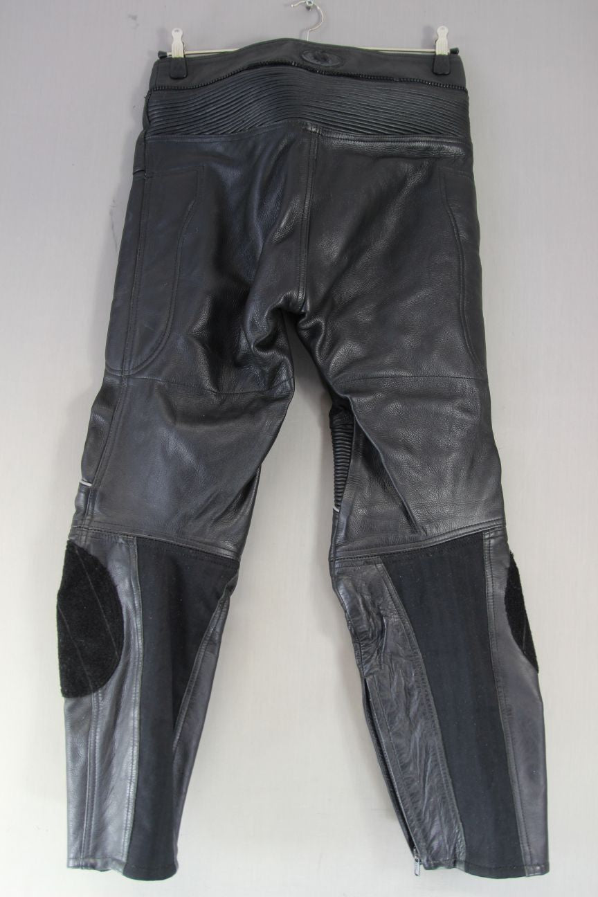 BUFFALO CLASSIC BLACK LEATHER BIKER TROUSERS: WAIST 32 INCHES/LEG 29 INCHES