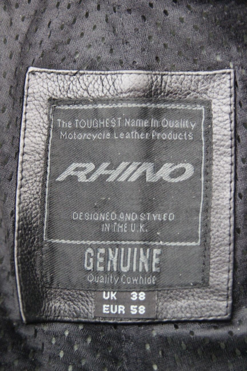 RHINO BLACK COWHIDE LEATHER BIKER TROUSERS: WAIST 36-38 INCHES/LEG 31 INCHES