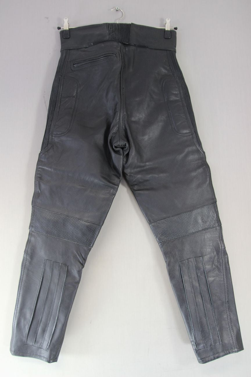 PROTO CLASSIC BLACK COWHIDE LEATHER BIKER TROUSERS SIZE 14 WAIST 30 IN/LEG 28 IN