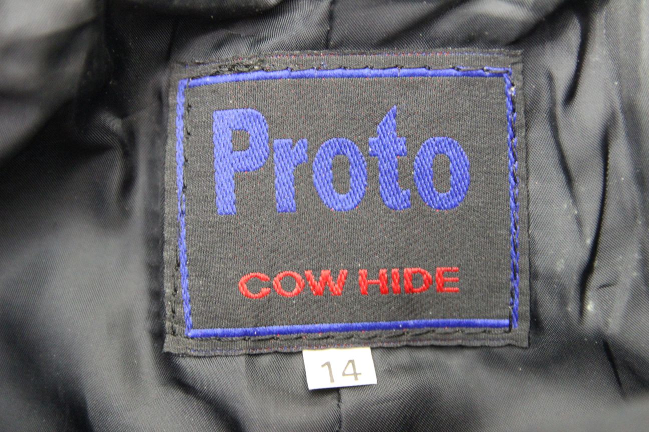 PROTO CLASSIC BLACK COWHIDE LEATHER BIKER TROUSERS SIZE 14 WAIST 30 IN/LEG 28 IN