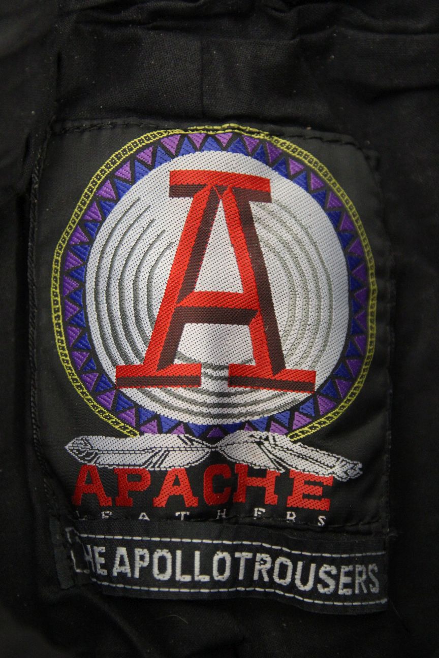 APACHE LEATHERS APOLLO BLACK BIKER TROUSERS SIZE 12/WAIST 26 IN/INSIDE LEG 28 IN