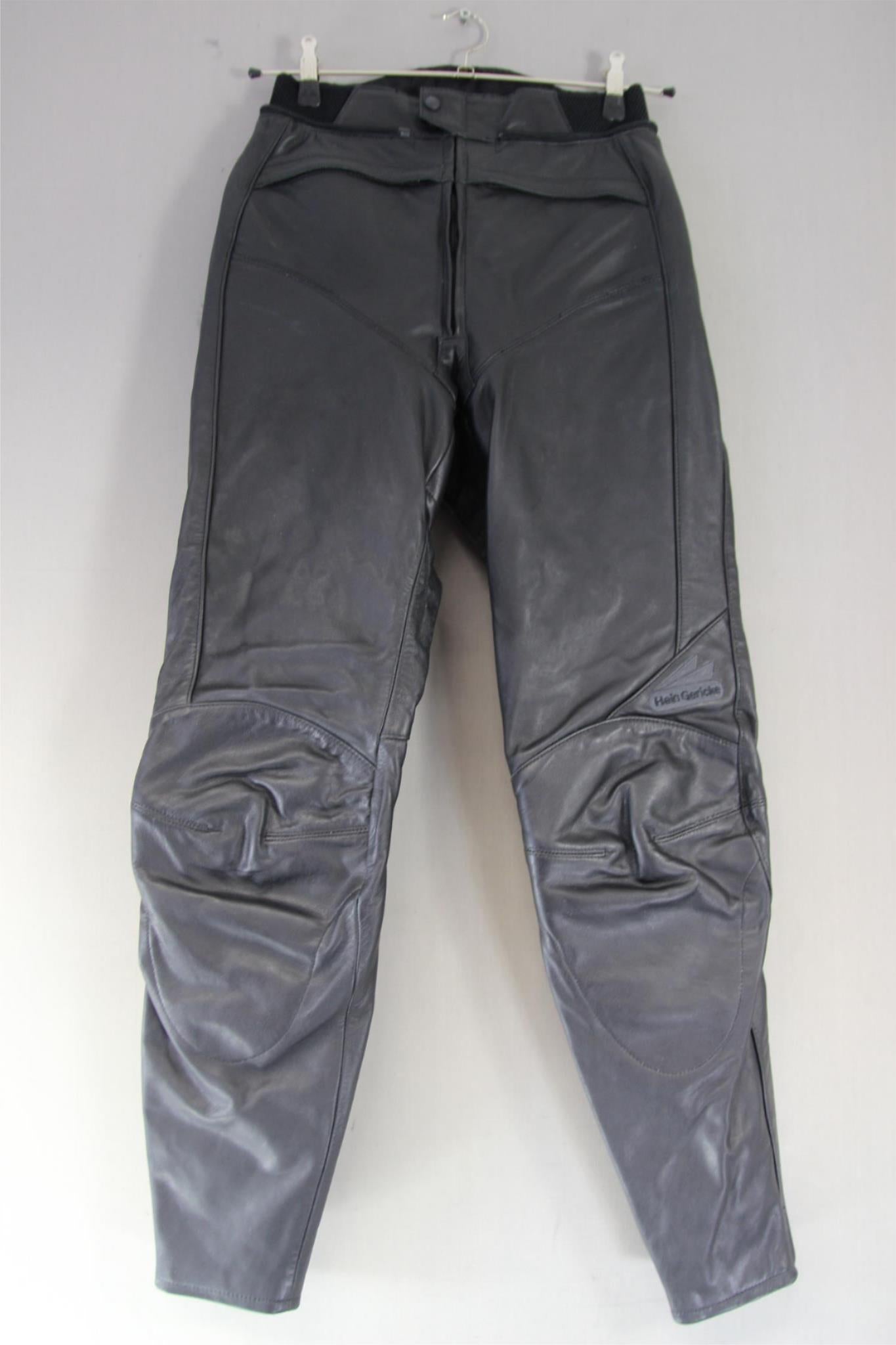 BRITISH MADE HEIN GERICKE BLACK LEATHER BIKER TROUSERS SIZE 14 WAIST 28"/LEG 31"