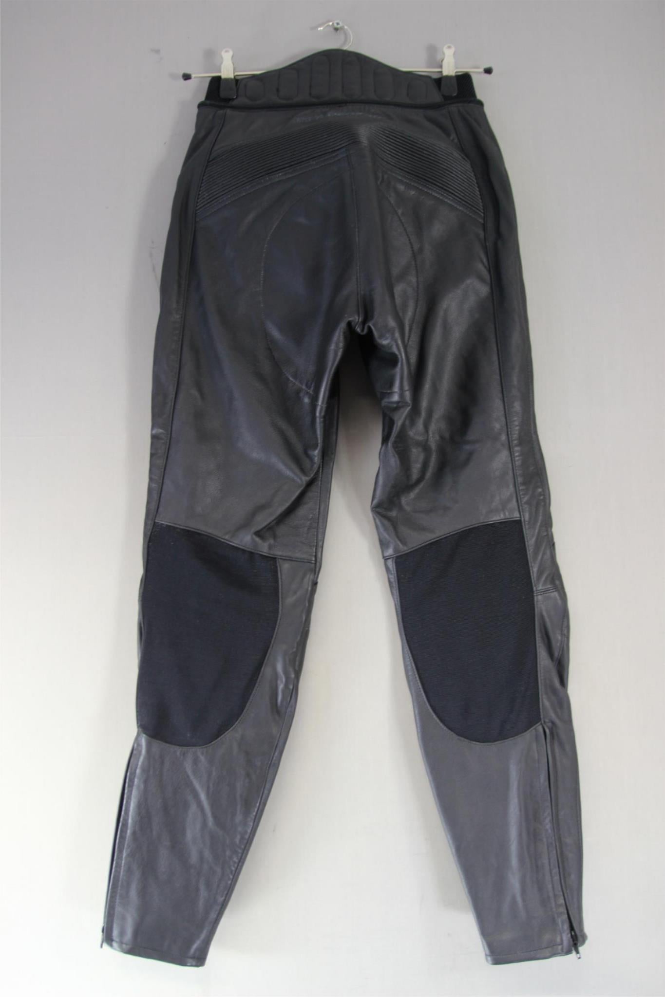 BRITISH MADE HEIN GERICKE BLACK LEATHER BIKER TROUSERS SIZE 14 WAIST 28"/LEG 31"
