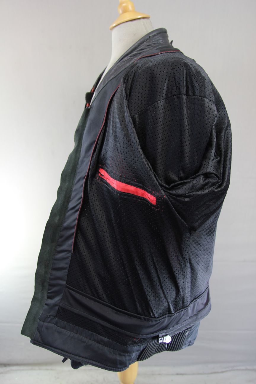 RST BLADE BLACK, RED & WHITE LEATHER BIKER JCKT WITH CONTOUR PLUS CE ARMOUR 50IN