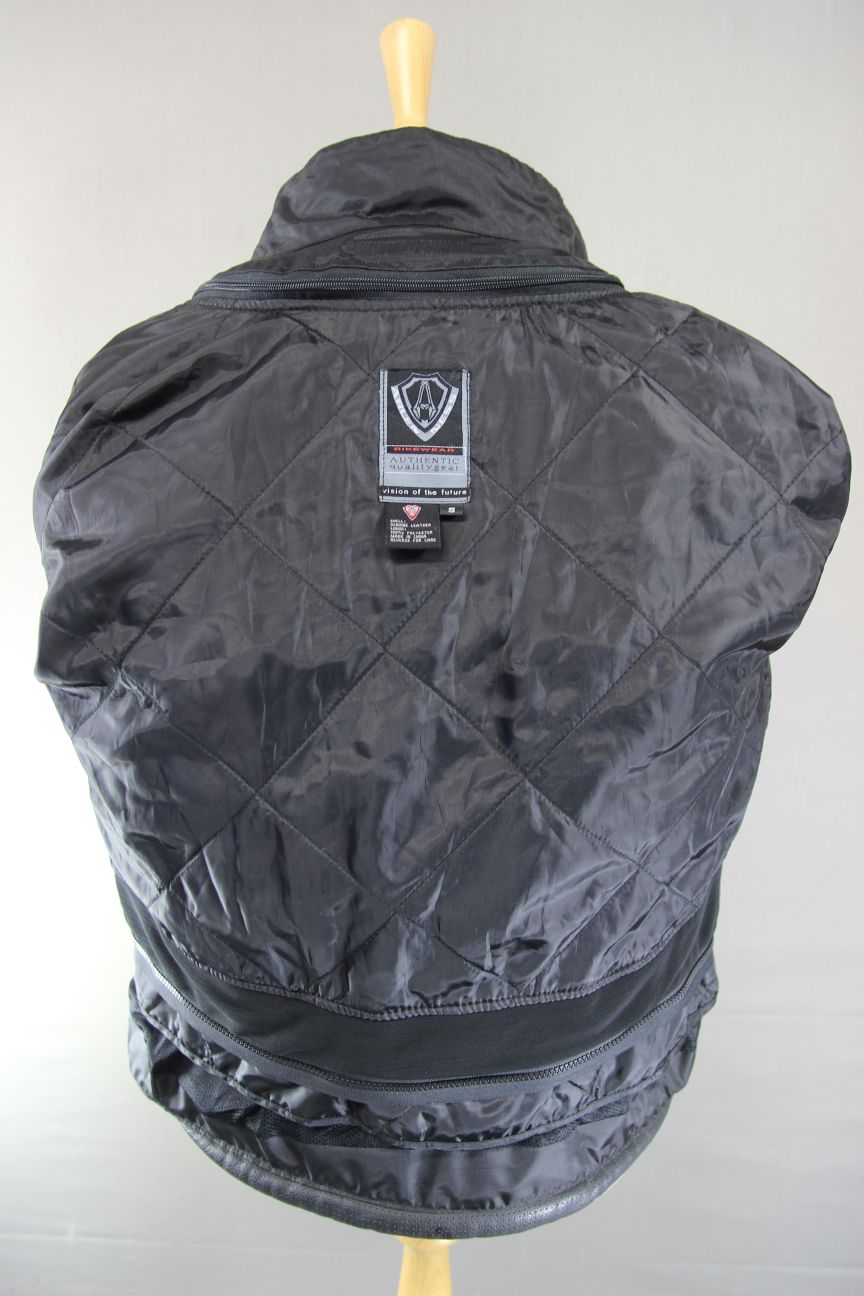 ARLEN NESS BLACK LEATHER/GORE-TEX BIKER JACKET WITH ADDITIONAL LININGS 36-38"/S
