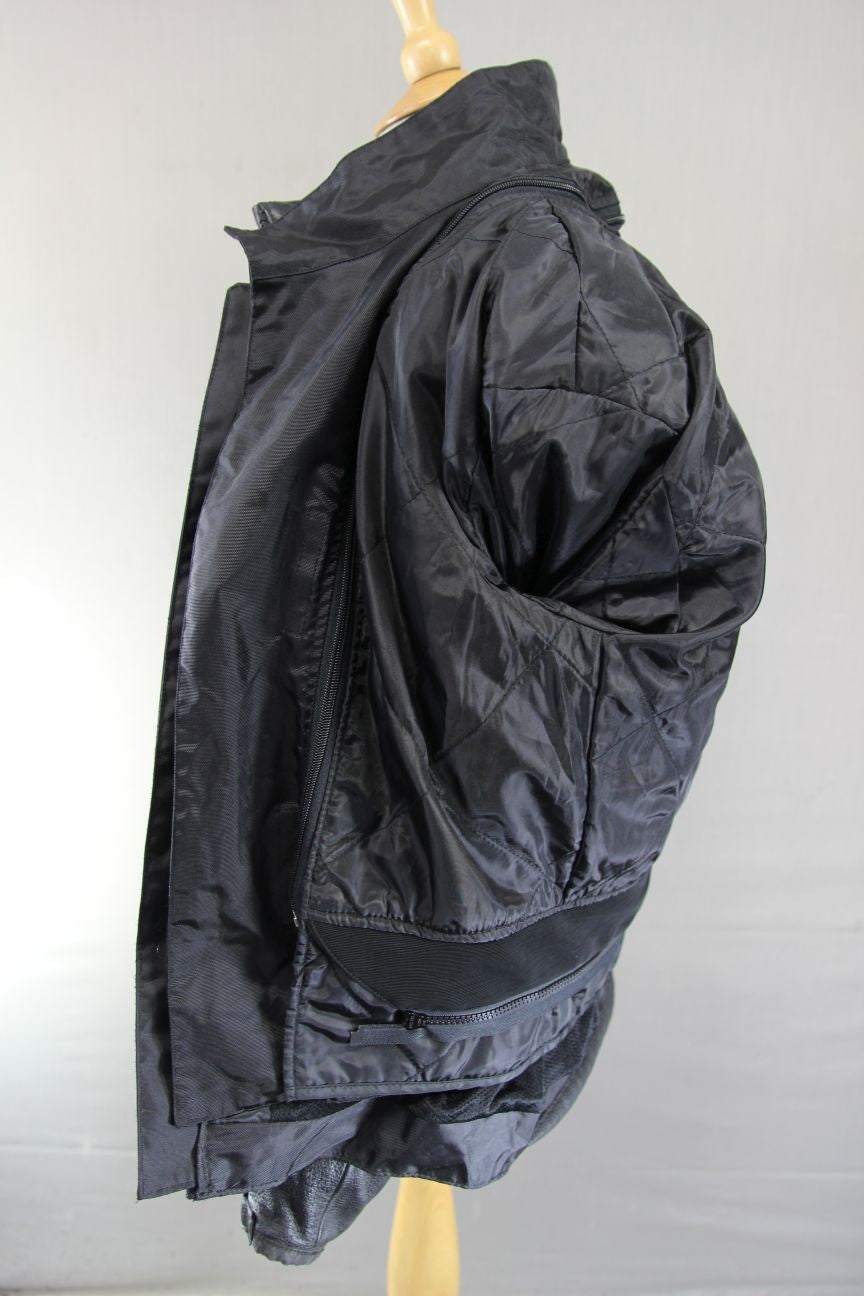 ARLEN NESS BLACK LEATHER/GORE-TEX BIKER JACKET WITH ADDITIONAL LININGS 36-38"/S