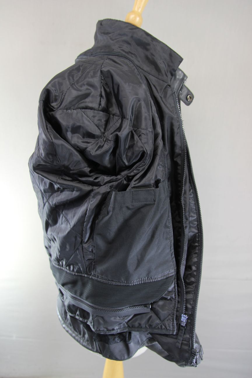 ARLEN NESS BLACK LEATHER/GORE-TEX BIKER JACKET WITH ADDITIONAL LININGS 36-38"/S