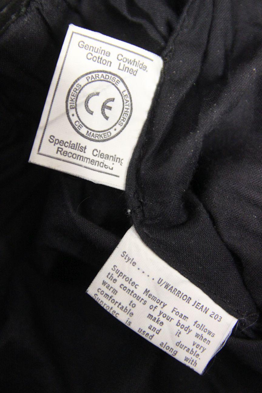 BIKERS PARADISE COWHIDE 'WARRIOR JEAN' CE BIKER TROUSERS SIZE10 WAIST 26/LEG 30"