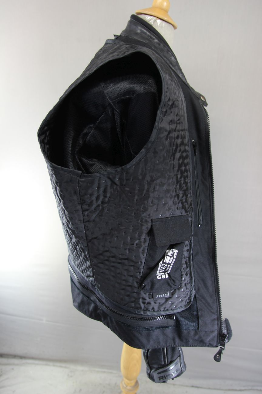RICHA TG-1 BLACK LEATHER BIKER JACKET WITH CE ARMOUR & REISSA MEMBRANE 46 INCH