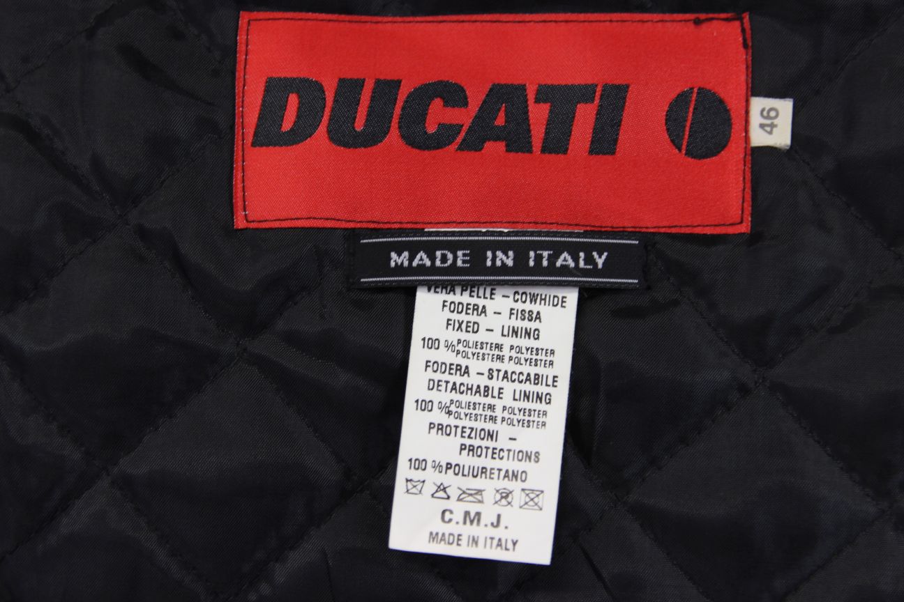 DUCATI ITALIAN MADE LEATHER BIKER JACKET WITH CE ARMOUR & THERMAL LINING 36 IN/S