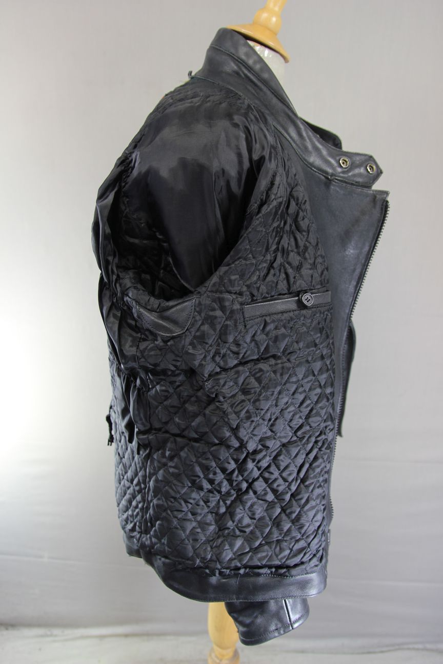 CLASSIC WEISE BLACK LEATHER BIKER JACKET WITH BACK COMFORT PAD 42-44 INCH/LARGE
