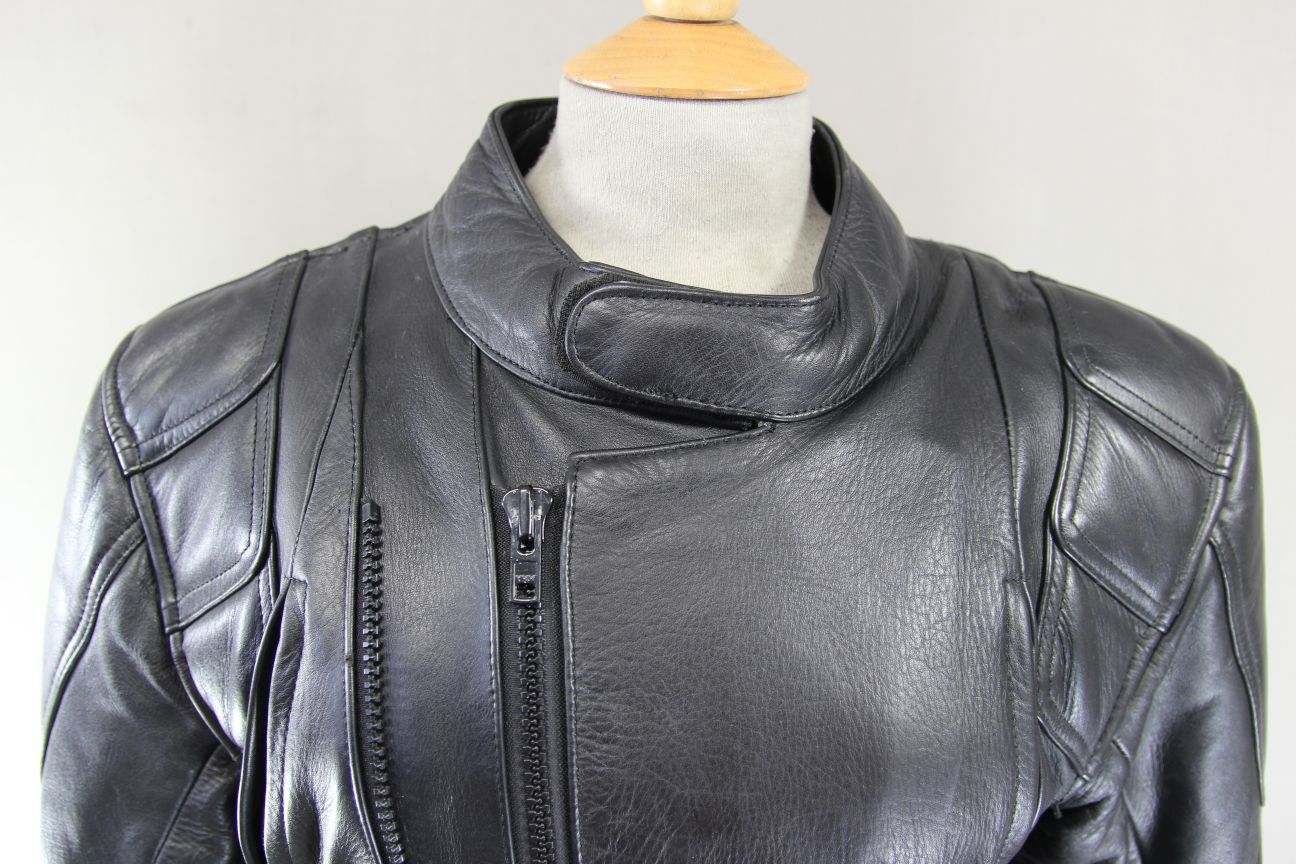ASHY AMX PRIME HIDE LEATHER BIKER JACKET+BACK/SHOULDER/ELBOW PROTECTORS 34-36"
