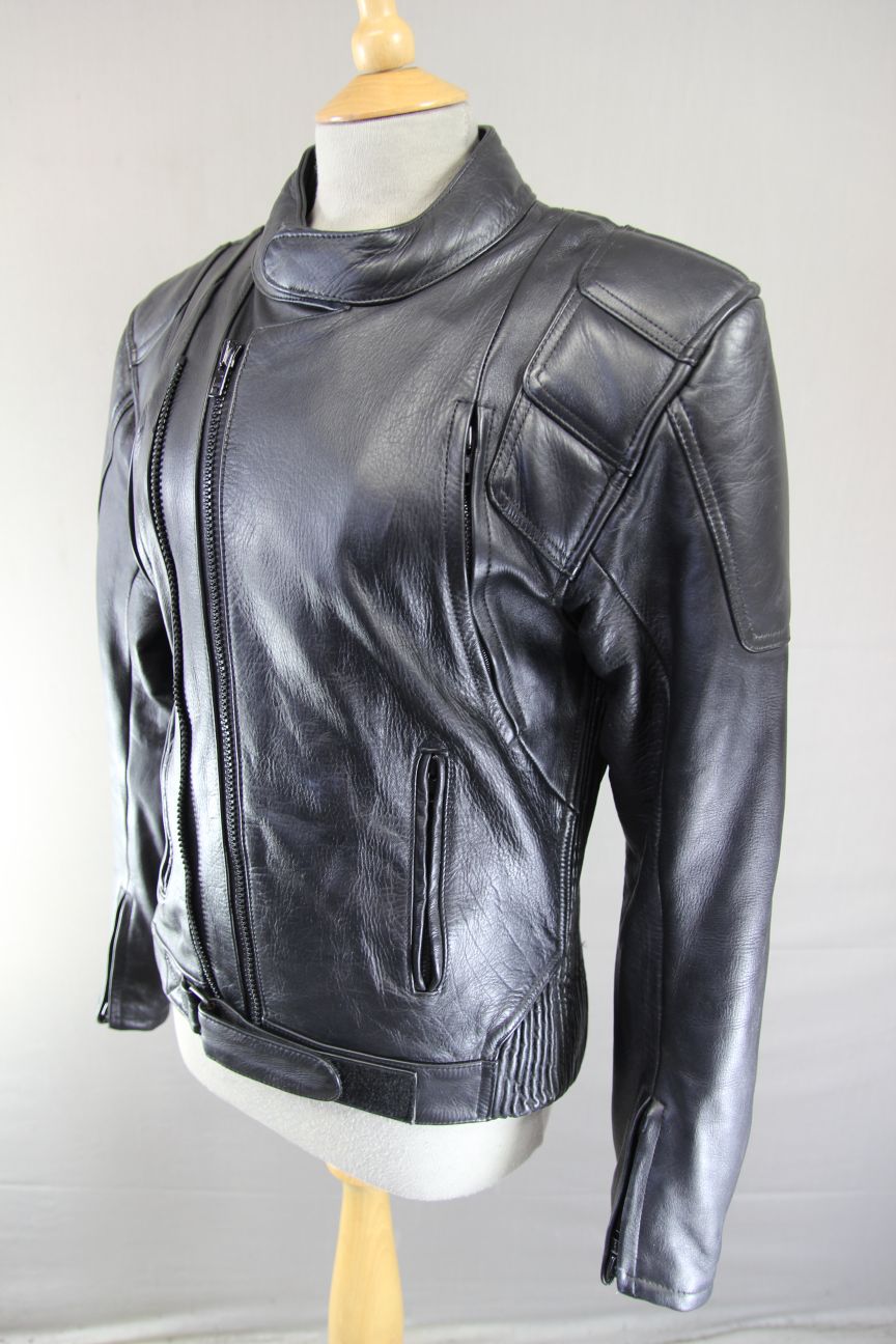 ASHY AMX PRIME HIDE LEATHER BIKER JACKET+BACK/SHOULDER/ELBOW PROTECTORS 34-36"