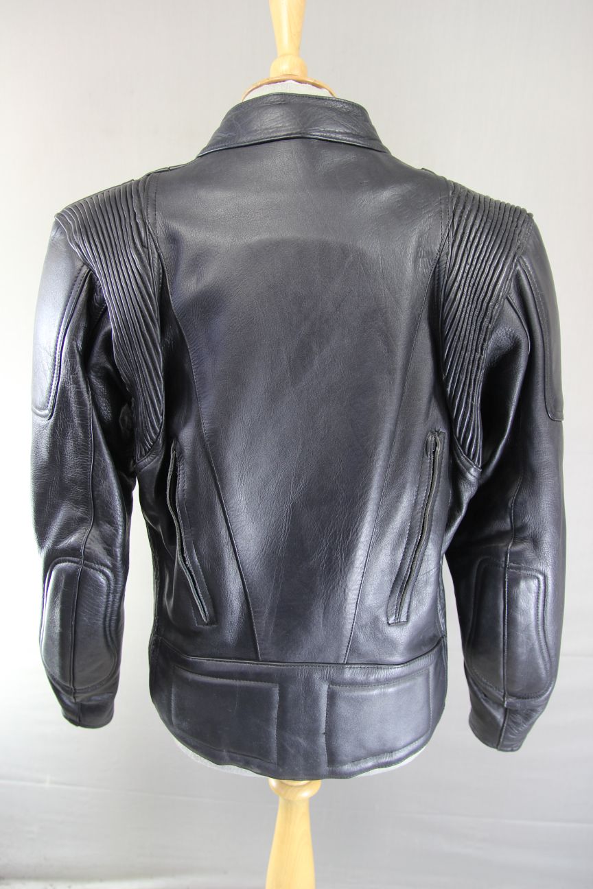 ASHY AMX PRIME HIDE LEATHER BIKER JACKET+BACK/SHOULDER/ELBOW PROTECTORS 34-36"