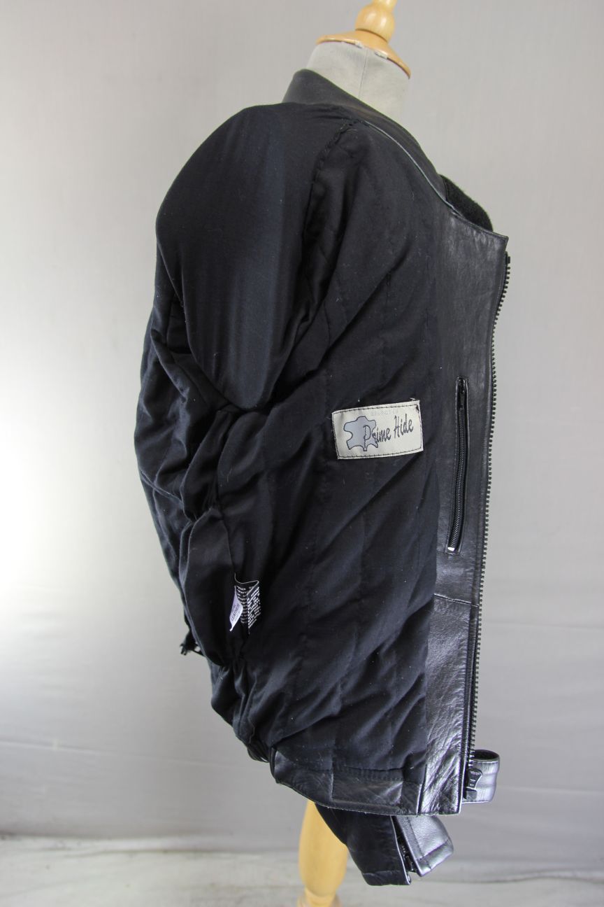 ASHY AMX PRIME HIDE LEATHER BIKER JACKET+BACK/SHOULDER/ELBOW PROTECTORS 34-36"