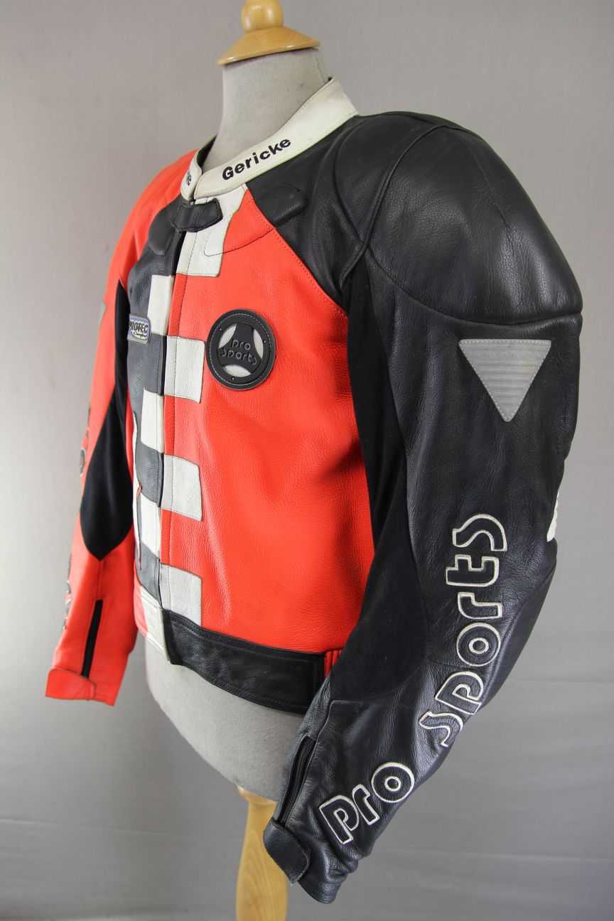 HEIN GERICKE PRO SPORTS LEATHER BIKER JACKET WITH HIPROTEC CE ARMOUR 42-44 INCH