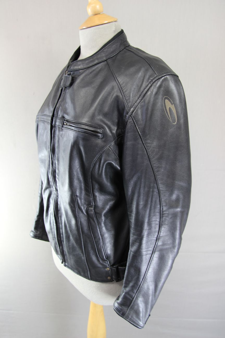 RICHA CLASSIC BLACK LEATHER BIKER JACKET: SIZE 16